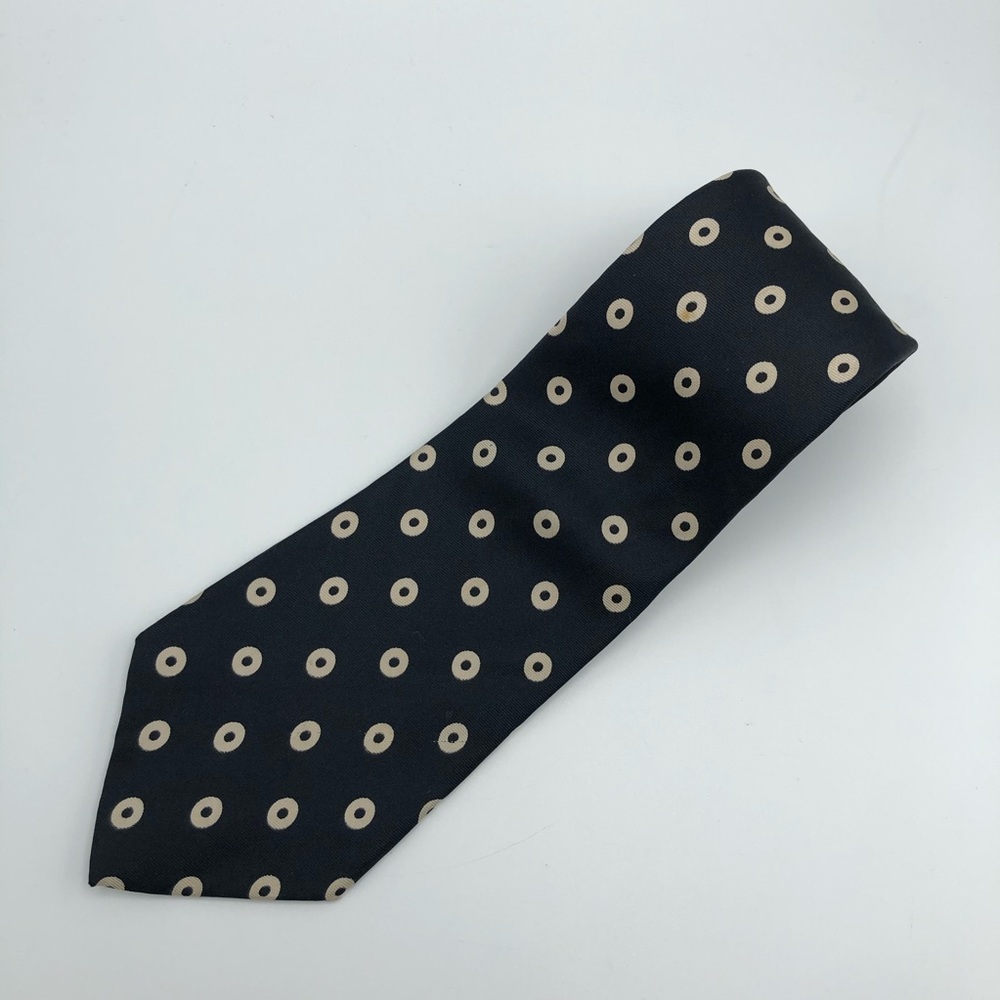 Christian Dior Black Polka Dot Silk Tie.
